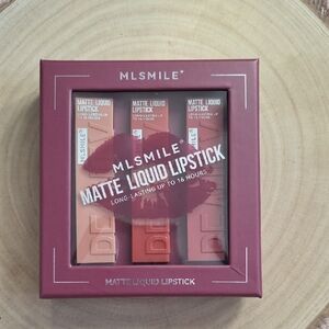 MLSMILE Matte Liquid Lipstick Set, Up To 16 Hours, New, Three Shades.